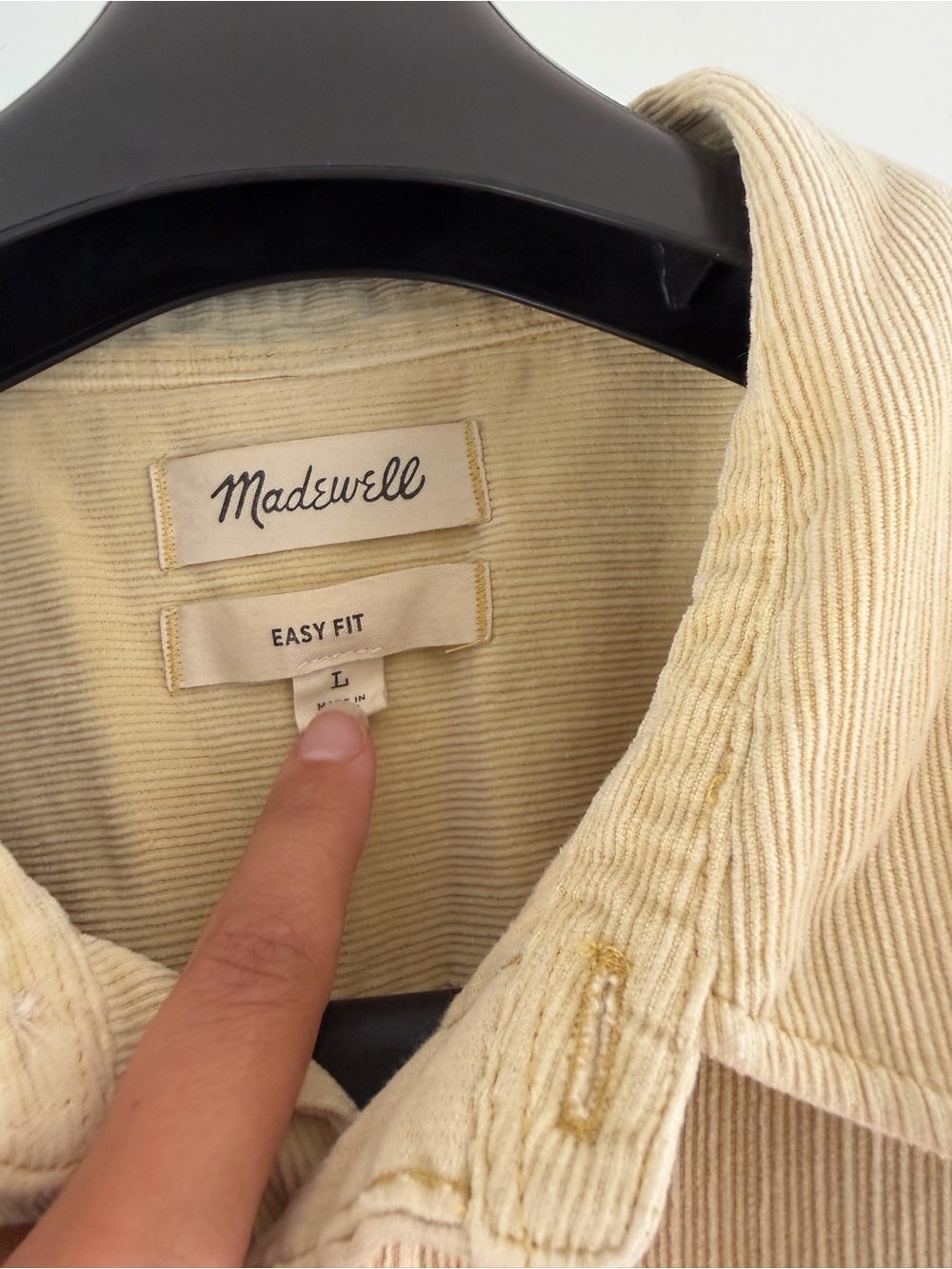 Madewell Easy Fit Corduroy Jacket in Cream/yellow